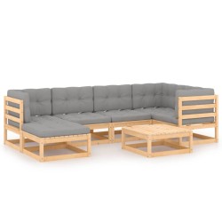 vidaXL 7-tlg. Garten-Lounge-Set mit Kissen Kiefer Massivholz