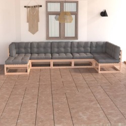 vidaXL 7-tlg. Garten-Lounge-Set mit Kissen Kiefer Massivholz