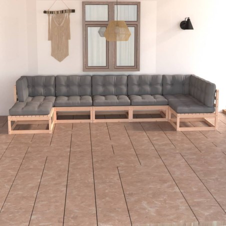 vidaXL 7-tlg. Garten-Lounge-Set mit Kissen Kiefer Massivholz