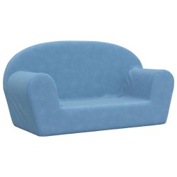 vidaXL Kindersofa 2-Sitzer Blau Weich Plüsch