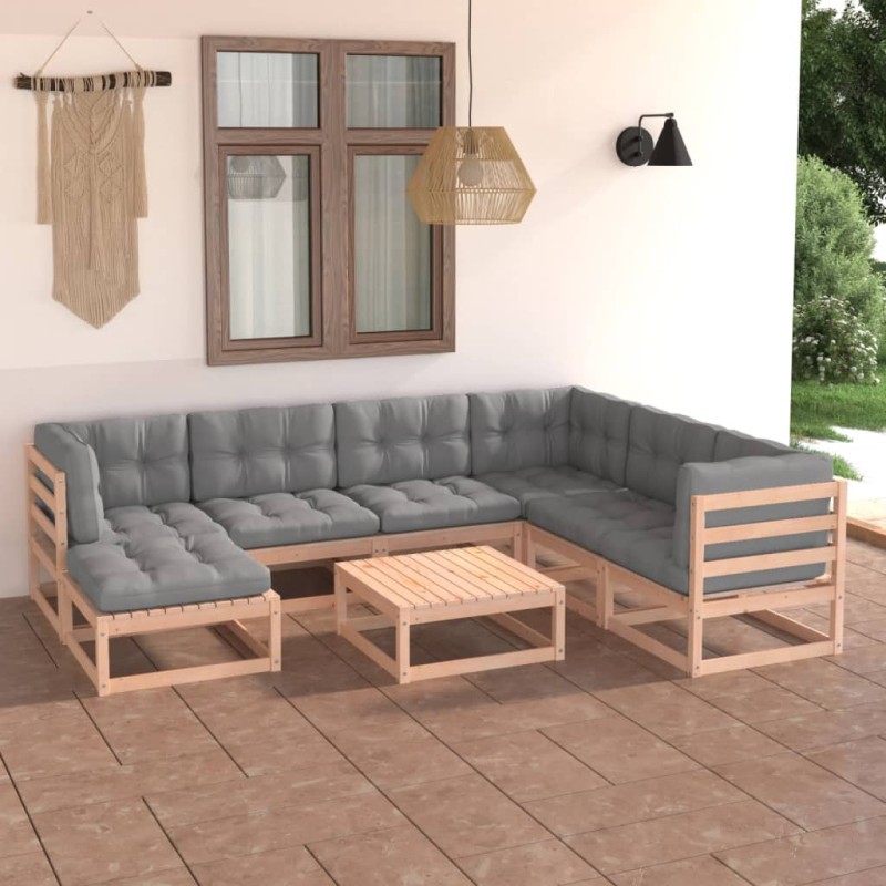 vidaXL 8-tlg. Garten-Lounge-Set mit Kissen Kiefer Massivholz vidaXL 8-tlg. Garten-Lounge-Set mit Kissen Kiefer Massivholz