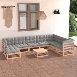 vidaXL 9-tlg. Garten-Lounge-Set mit Kissen Kiefer Massivholz