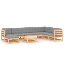 vidaXL 9-tlg. Garten-Lounge-Set mit Kissen Kiefer Massivholz