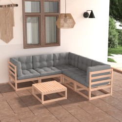 vidaXL 6-tlg. Garten-Lounge-Set mit Kissen Kiefer Massivholz