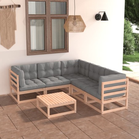 vidaXL 6-tlg. Garten-Lounge-Set mit Kissen Kiefer Massivholz