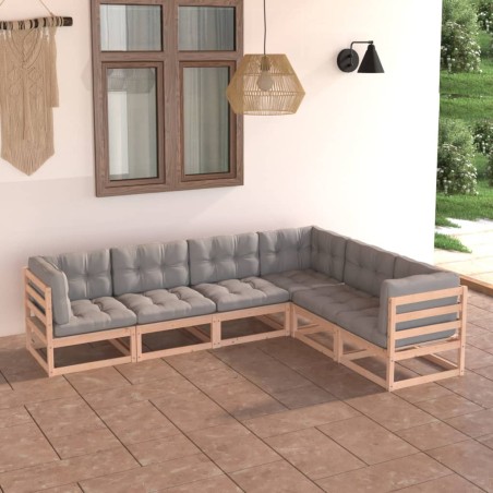 vidaXL 6-tlg. Garten-Lounge-Set mit Kissen Massivholz Kiefer