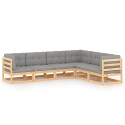 vidaXL 6-tlg. Garten-Lounge-Set mit Kissen Massivholz Kiefer