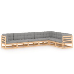 vidaXL 7-tlg. Garten-Lounge-Set mit Kissen Massivholz Kiefer
