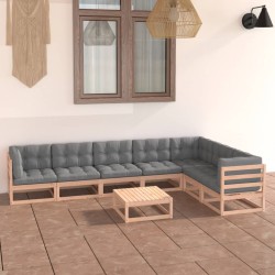 vidaXL 8-tlg. Garten-Lounge-Set mit Kissen Kiefer Massivholz