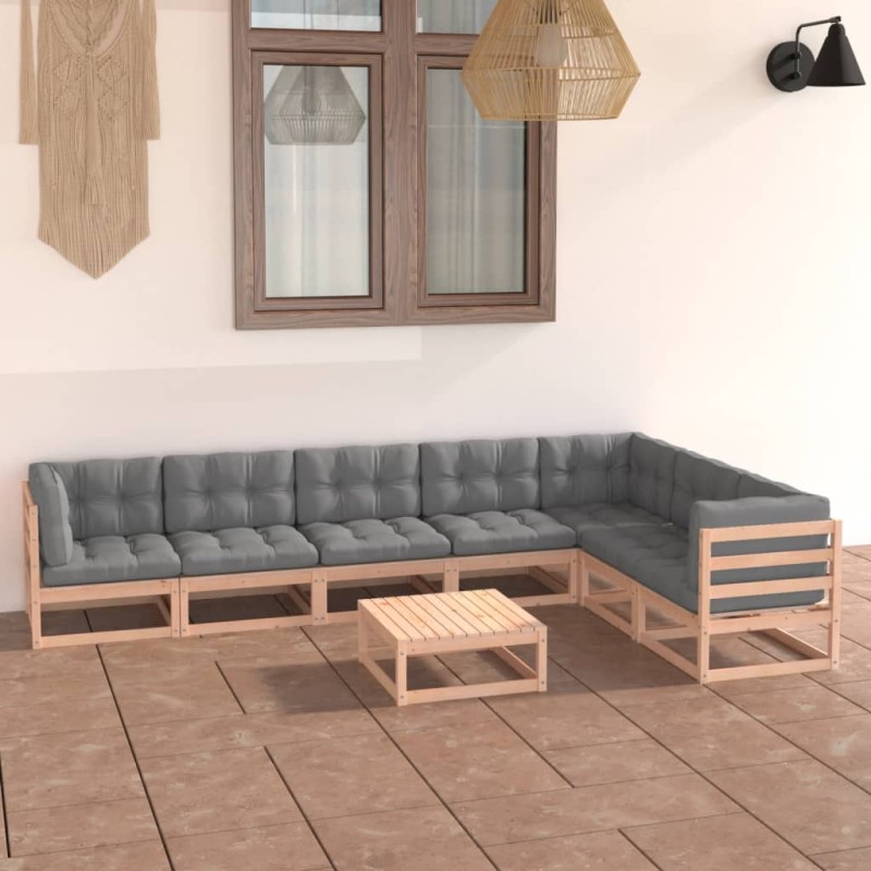 vidaXL 8-tlg. Garten-Lounge-Set mit Kissen Kiefer Massivholz vidaXL 8-tlg. Garten-Lounge-Set mit Kissen Kiefer Massivholz