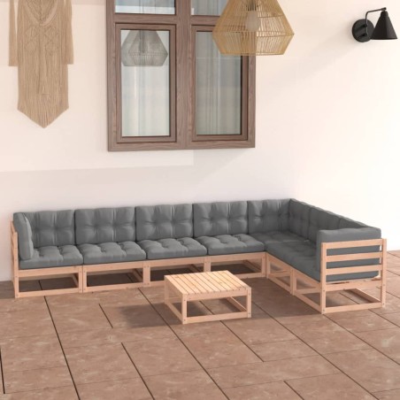 vidaXL 8-tlg. Garten-Lounge-Set mit Kissen Kiefer Massivholz