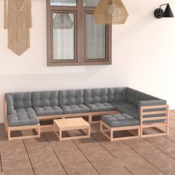vidaXL 10-tlg. Garten-Lounge-Set mit Kissen Kiefer Massivholz