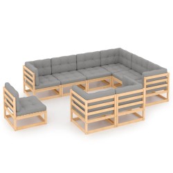 vidaXL 9-tlg. Garten-Lounge-Set mit Kissen Kiefer Massivholz