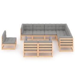 vidaXL 9-tlg. Garten-Lounge-Set mit Kissen Kiefer Massivholz