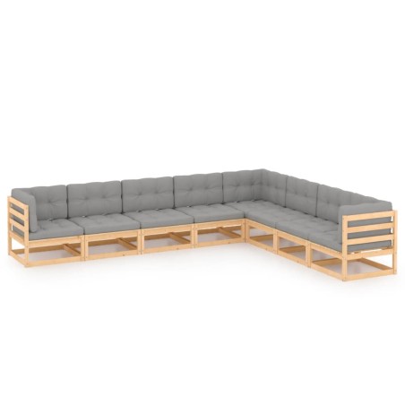 vidaXL 8-tlg. Garten-Lounge-Set mit Kissen Massivholz Kiefer