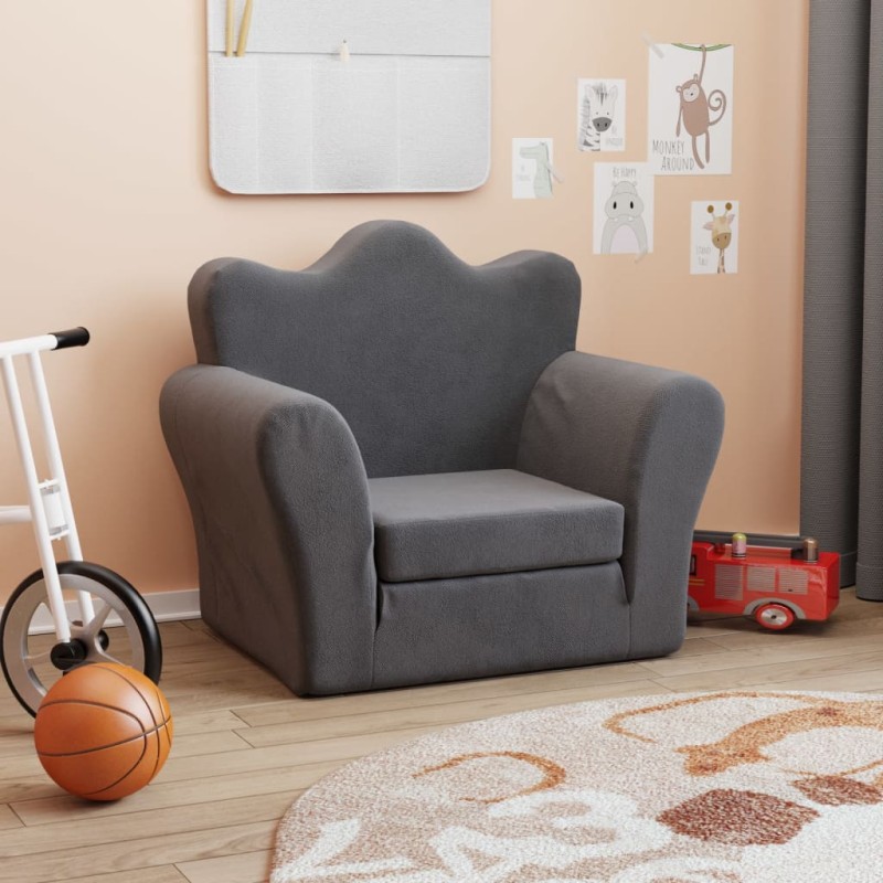 Schlafsofa für Kinder Anthrazit Weicher Plüsch Schlafsofa für Kinder Anthrazit Weicher Plüsch