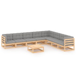 vidaXL 9-tlg. Garten-Lounge-Set mit Kissen Kiefer Massivholz