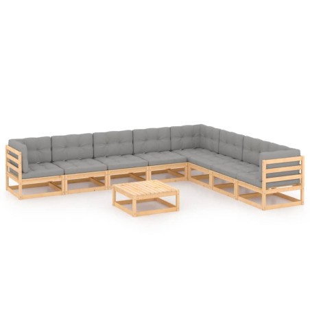 vidaXL 9-tlg. Garten-Lounge-Set mit Kissen Kiefer Massivholz
