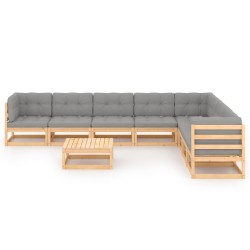 vidaXL 9-tlg. Garten-Lounge-Set mit Kissen Kiefer Massivholz