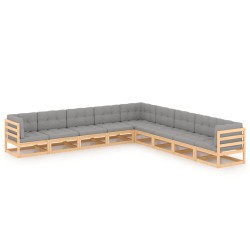vidaXL 9-tlg. Garten-Lounge-Set mit Kissen Kiefer Massivholz