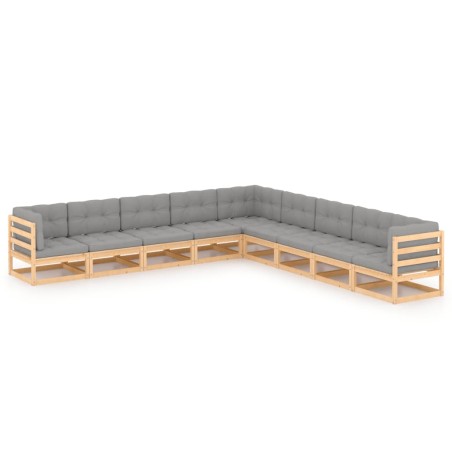 vidaXL 9-tlg. Garten-Lounge-Set mit Kissen Kiefer Massivholz