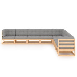 vidaXL 9-tlg. Garten-Lounge-Set mit Kissen Kiefer Massivholz