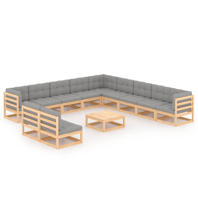 vidaXL 12-tlg. Garten-Lounge-Set mit Kissen Massivholz Kiefer vidaXL 12-tlg. Garten-Lounge-Set mit Kissen Massivholz Kiefer