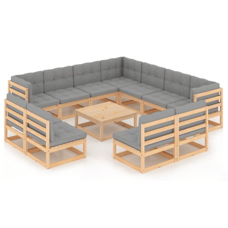 vidaXL 12-tlg. Garten-Lounge-Set mit Kissen Kiefer Massivholz vidaXL 12-tlg. Garten-Lounge-Set mit Kissen Kiefer Massivholz