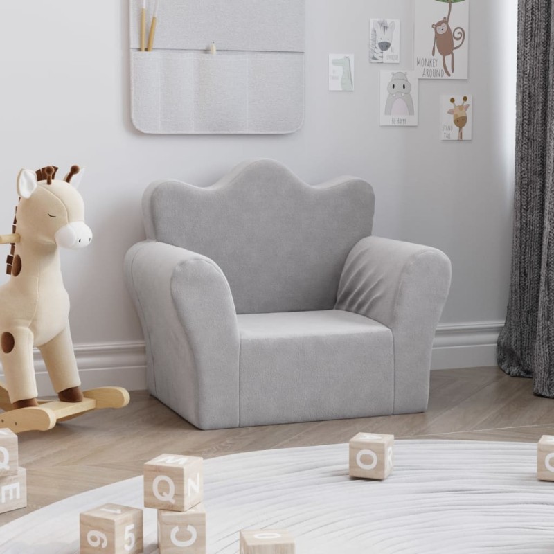 Kindersofa Hellgrau Weich Plüsch Kindersofa Hellgrau Weich Plüsch