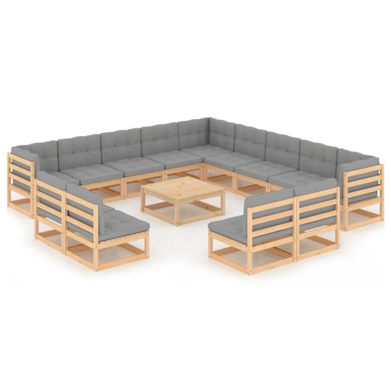 vidaXL 14-tlg. Garten-Lounge-Set mit Kissen Kiefer Massivholz vidaXL 14-tlg. Garten-Lounge-Set mit Kissen Kiefer Massivholz