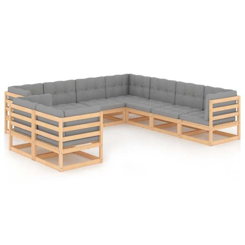 vidaXL 9-tlg. Garten-Lounge-Set mit Kissen Kiefer Massivholz vidaXL 9-tlg. Garten-Lounge-Set mit Kissen Kiefer Massivholz