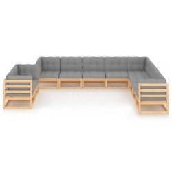 vidaXL 10-tlg. Garten-Lounge-Set mit Kissen Massivholz Kiefer