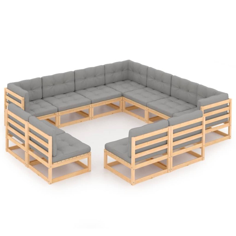 vidaXL 11-tlg. Garten-Lounge-Set mit Kissen Kiefer Massivholz vidaXL 11-tlg. Garten-Lounge-Set mit Kissen Kiefer Massivholz