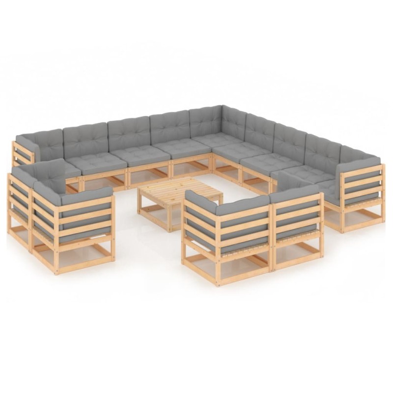 vidaXL 14-tlg. Garten-Lounge-Set mit Kissen Kiefer Massivholz vidaXL 14-tlg. Garten-Lounge-Set mit Kissen Kiefer Massivholz