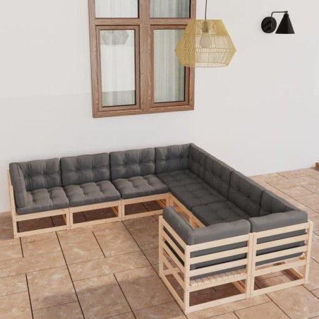 vidaXL 8-tlg. Garten-Lounge-Set mit Kissen Kiefer Massivholz