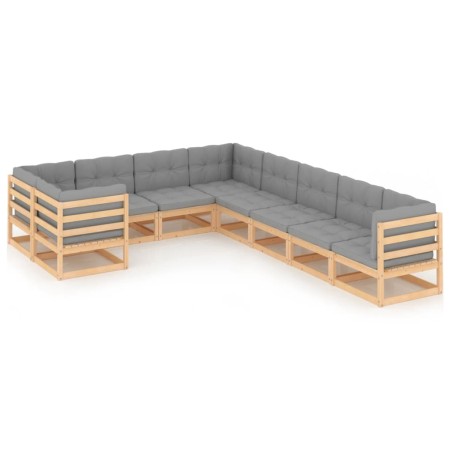 vidaXL 9-tlg. Garten-Lounge-Set mit Kissen Kiefer Massivholz