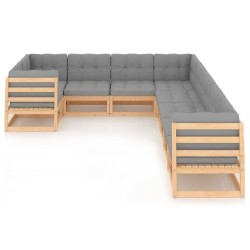 vidaXL 9-tlg. Garten-Lounge-Set mit Kissen Kiefer Massivholz