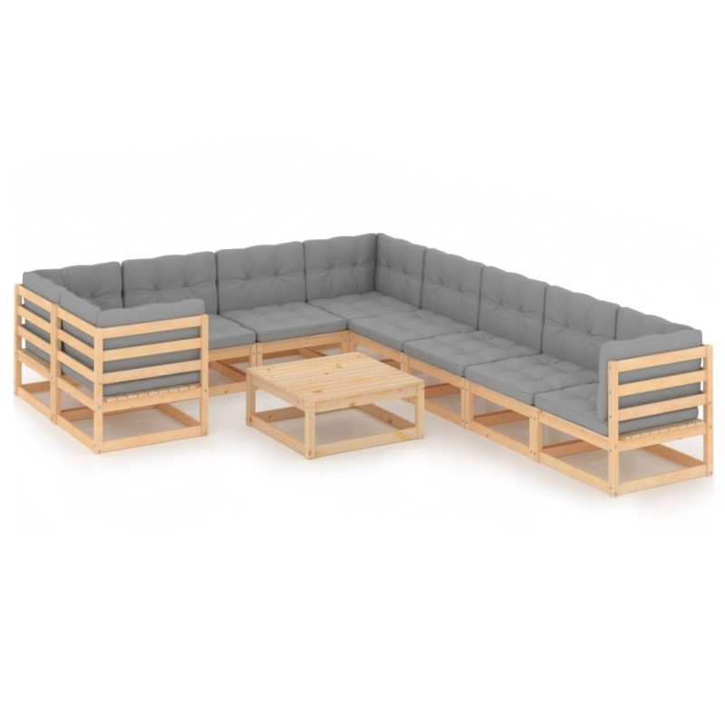 vidaXL 10-tlg. Garten-Lounge-Set mit Kissen Kiefer Massivholz vidaXL 10-tlg. Garten-Lounge-Set mit Kissen Kiefer Massivholz