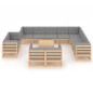 vidaXL 13-tlg. Garten-Lounge-Set mit Kissen Massivholz Kiefer vidaXL 13-tlg. Garten-Lounge-Set mit Kissen Massivholz Kiefer