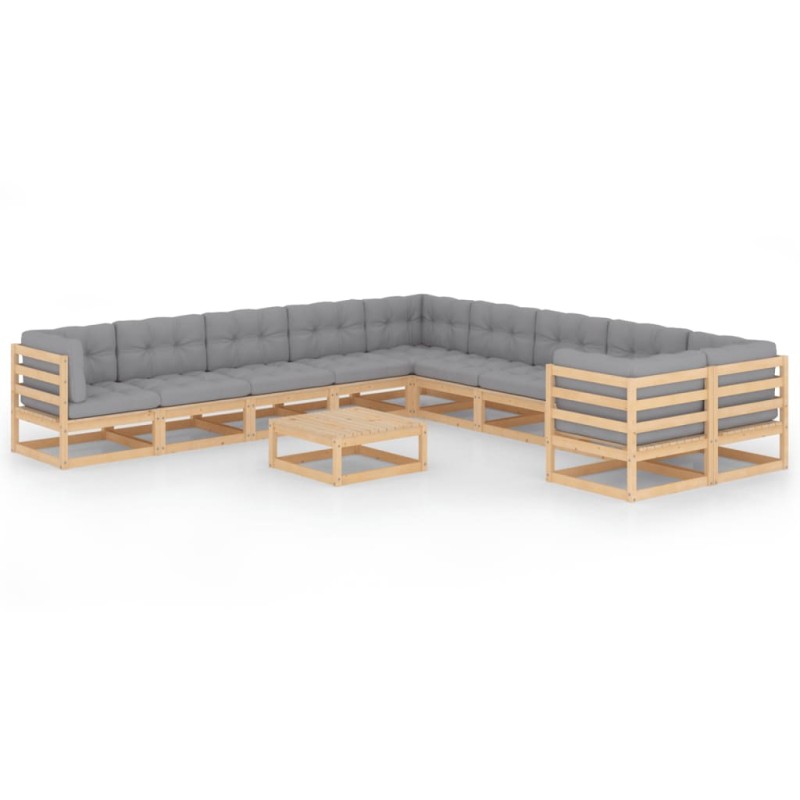 vidaXL 11-tlg. Garten-Lounge-Set mit Kissen Kiefer Massivholz vidaXL 11-tlg. Garten-Lounge-Set mit Kissen Kiefer Massivholz