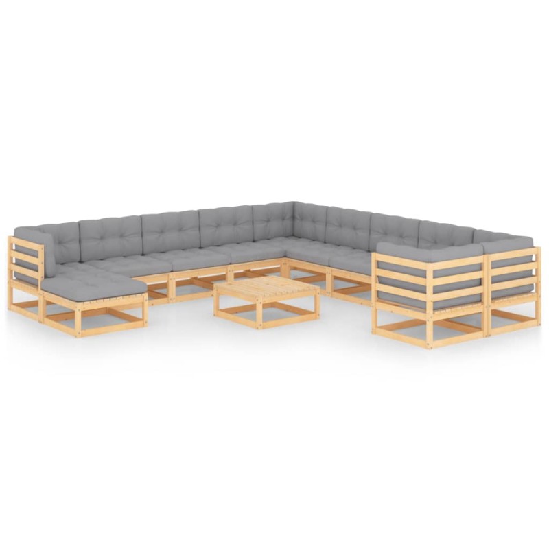vidaXL 12-tlg. Garten-Lounge-Set mit Kissen Kiefer Massivholz vidaXL 12-tlg. Garten-Lounge-Set mit Kissen Kiefer Massivholz