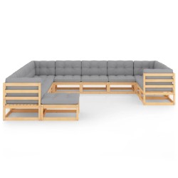 vidaXL 12-tlg. Garten-Lounge-Set mit Kissen Kiefer Massivholz