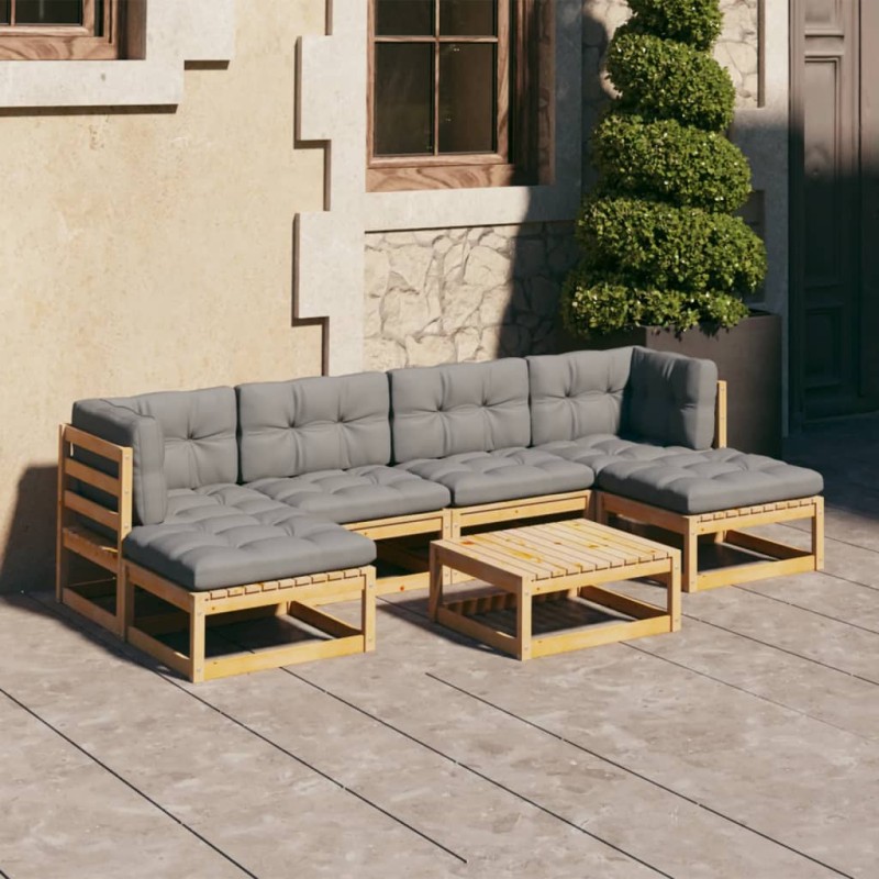 vidaXL 7-tlg. Garten-Lounge-Set mit Kissen Kiefer Massivholz vidaXL 7-tlg. Garten-Lounge-Set mit Kissen Kiefer Massivholz