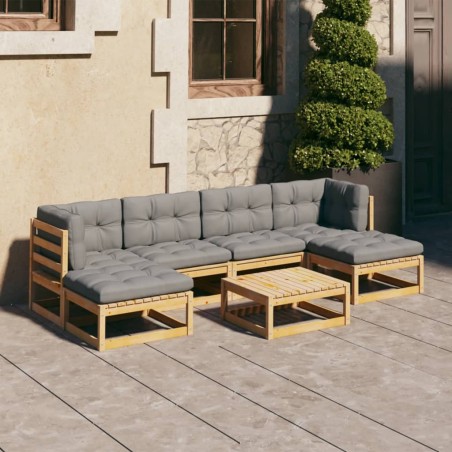 vidaXL 7-tlg. Garten-Lounge-Set mit Kissen Kiefer Massivholz