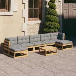 vidaXL 8-tlg. Garten-Lounge-Set mit Kissen Kiefer Massivholz