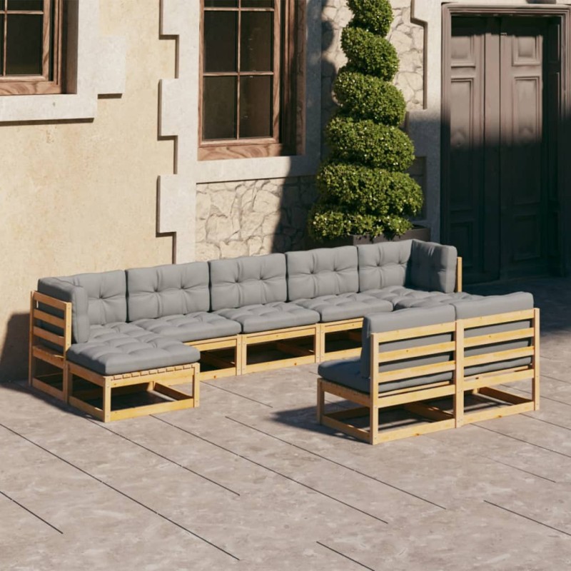 vidaXL 9-tlg. Garten-Lounge-Set mit Kissen Kiefer Massivholz vidaXL 9-tlg. Garten-Lounge-Set mit Kissen Kiefer Massivholz