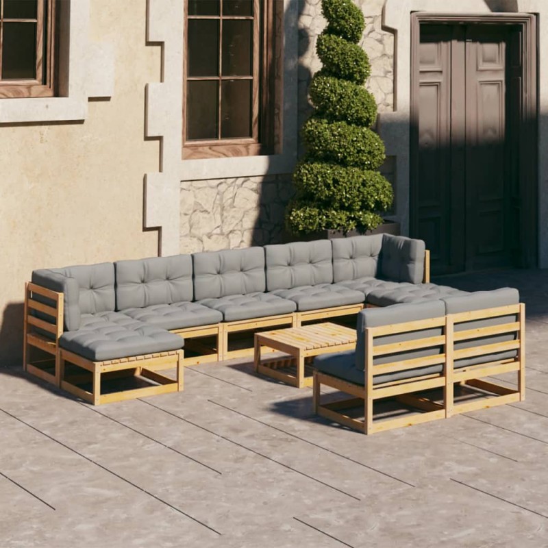 vidaXL 10-tlg. Garten-Lounge-Set mit Kissen Massivholz Kiefer vidaXL 10-tlg. Garten-Lounge-Set mit Kissen Massivholz Kiefer