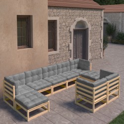 vidaXL 9-tlg. Garten-Lounge-Set mit Kissen Kiefer Massivholz