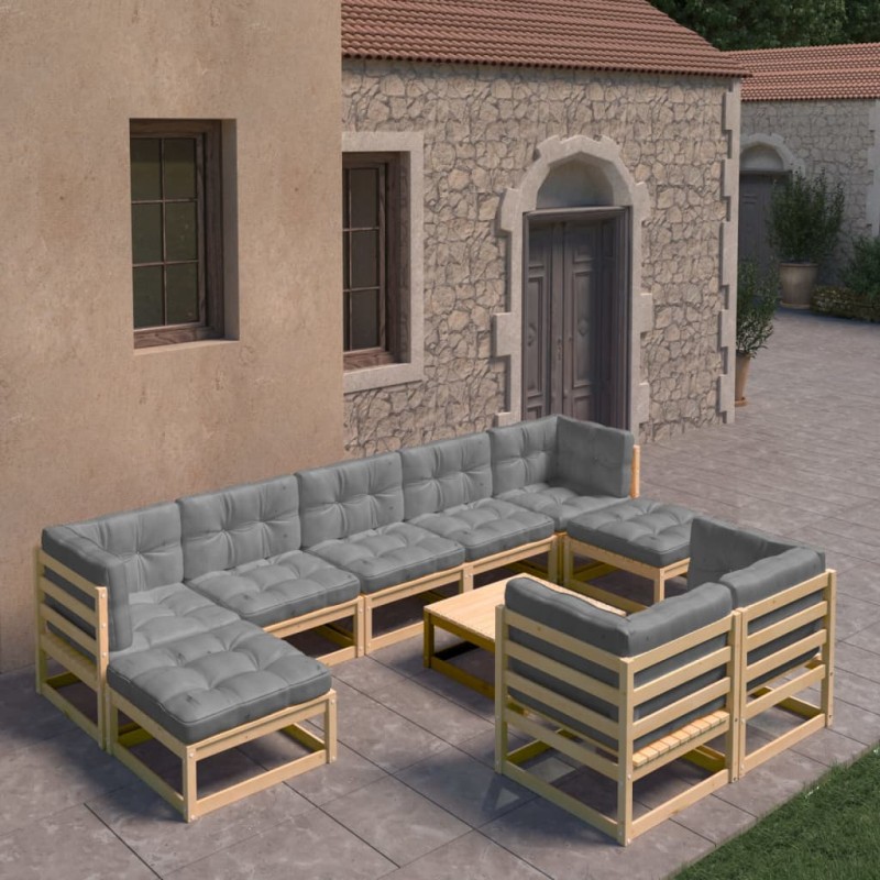 vidaXL 10-tlg. Garten-Lounge-Set mit Kissen Kiefer Massivholz vidaXL 10-tlg. Garten-Lounge-Set mit Kissen Kiefer Massivholz