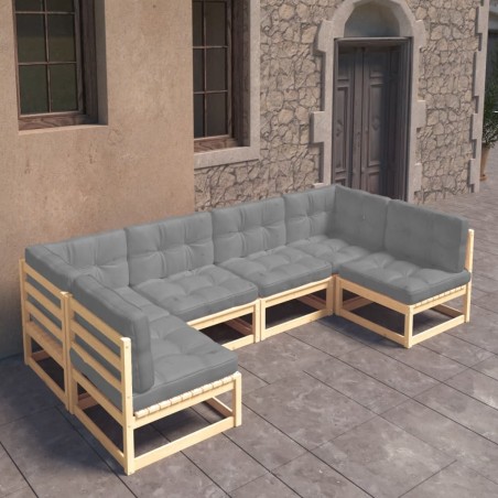 vidaXL 6-tlg. Garten-Lounge-Set mit Kissen Kiefer Massivholz